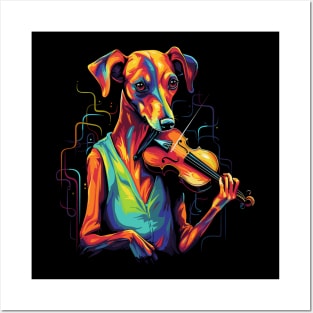 Whippet Playing Violin Posters and Art